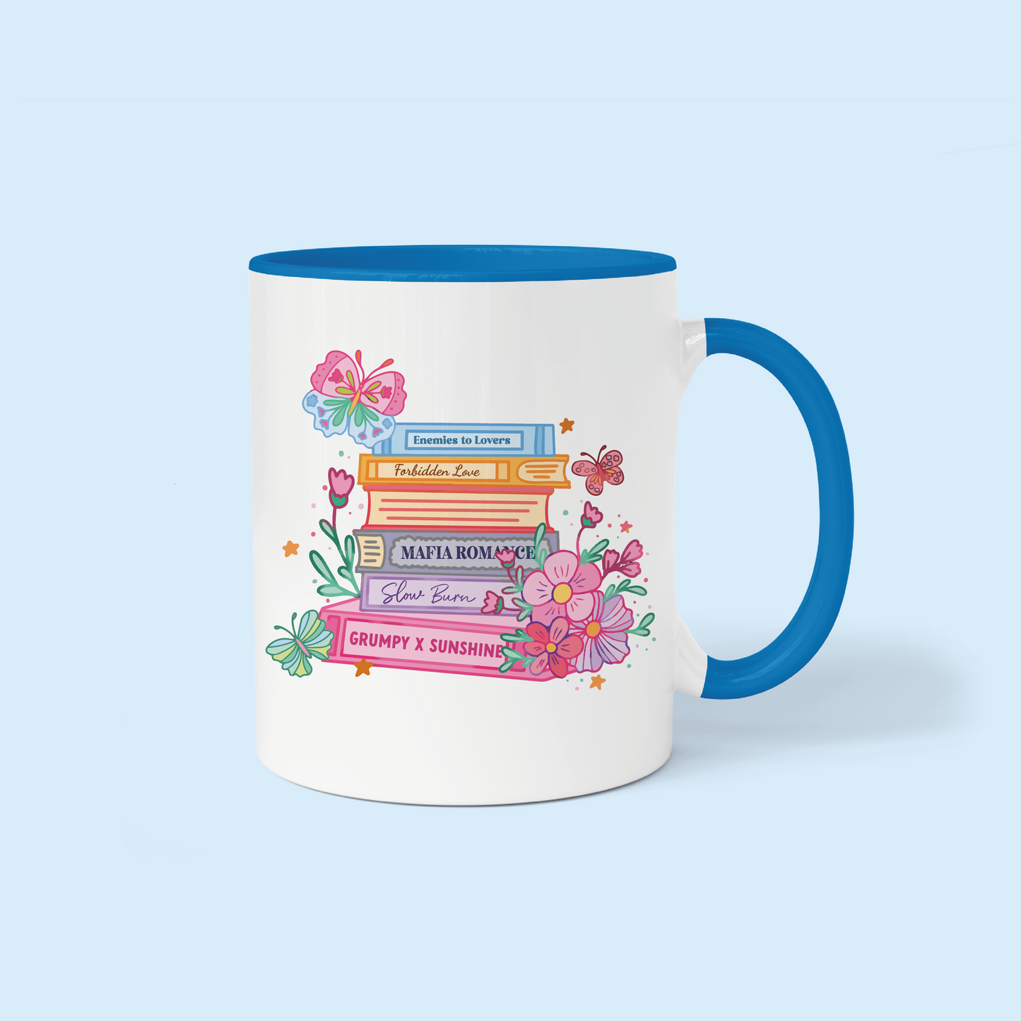 💙 כוס “מועדון ספרים” – Book Tropes Lover 📚✨